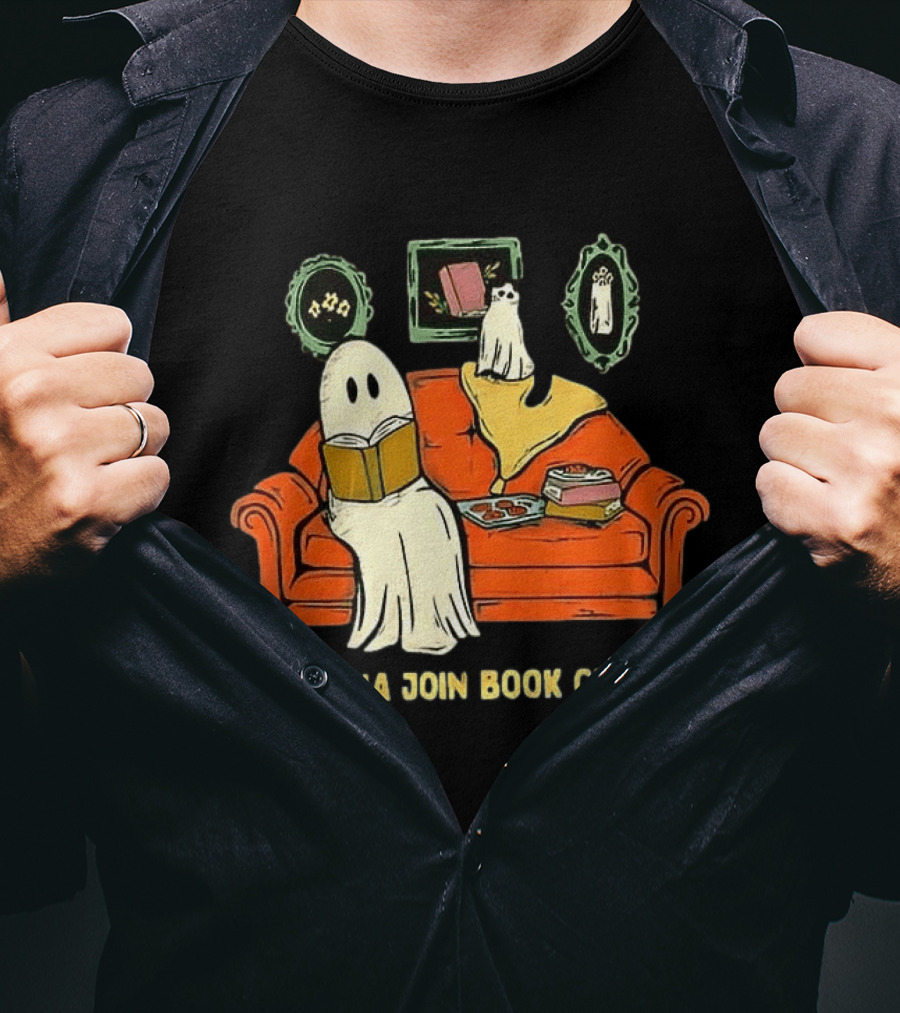 Wanna Join Book Club Ghost Cat Spooky Halloween Cookies T-Shirt