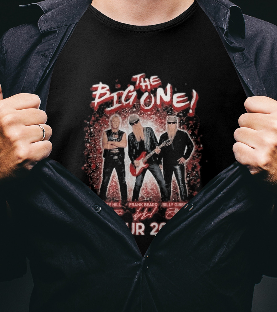 ZZ Top The Big One Tour 2026 Dusty Hill Frank Beard Billy Gibbons Signatures T-Shirt