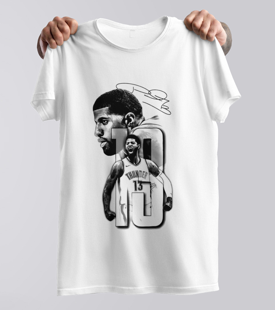 Paul George Oklahoma City Thunder Basketball Player Sketch T-Shirt