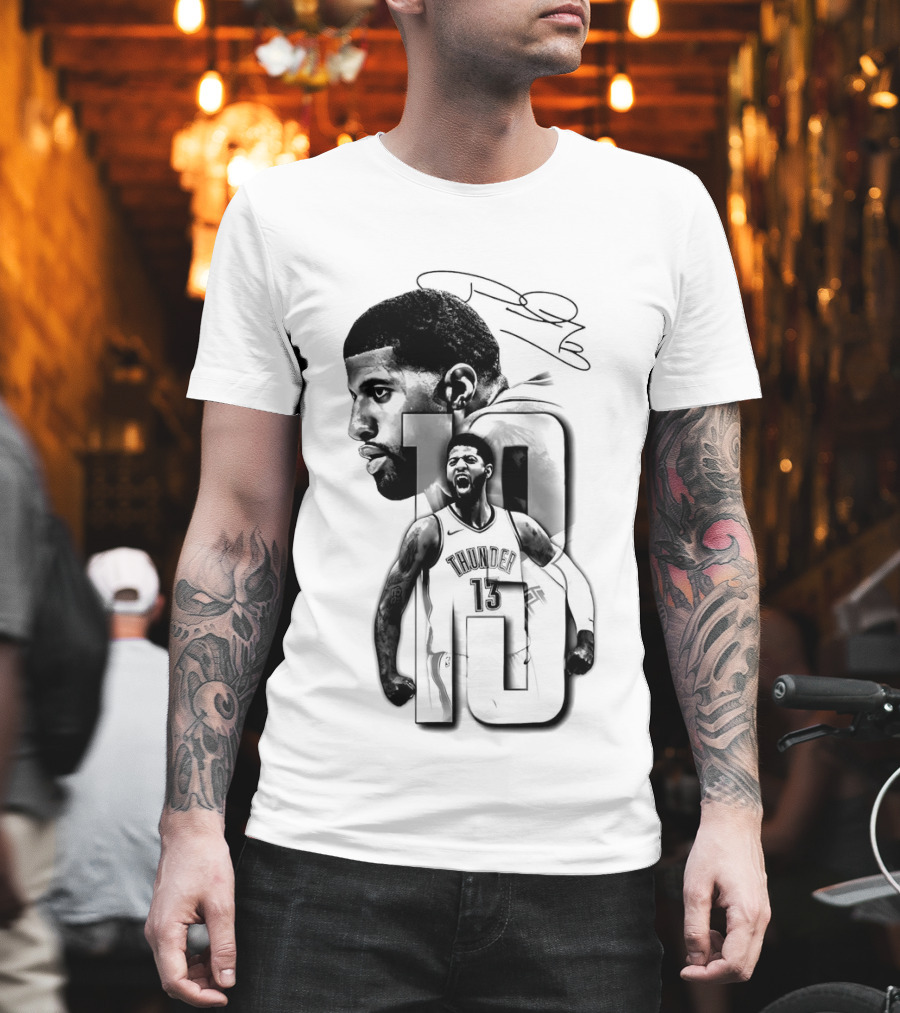 Paul George Oklahoma City Thunder Basketball Player Sketch T-Shirt