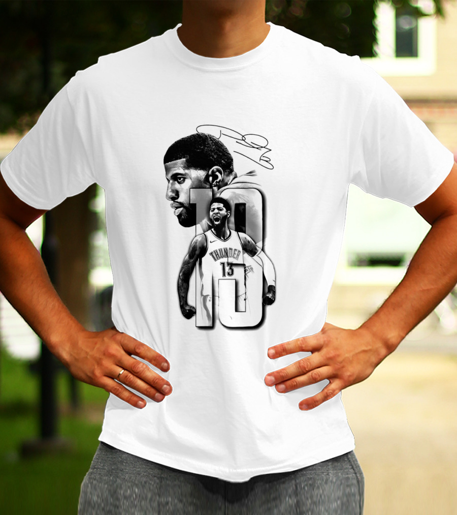 Paul George Oklahoma City Thunder Basketball Player Sketch T-Shirt