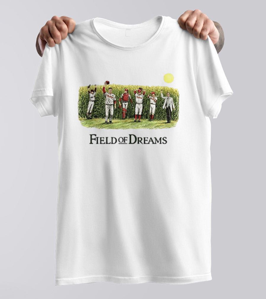 Philadelphia Phillies Baseball Go Phils Field Of Dreams Cornfield Players Scene T-Shirt
