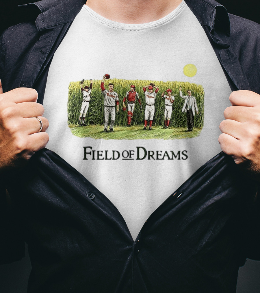 Philadelphia Phillies Baseball Go Phils Field Of Dreams Cornfield Players Scene T-Shirt