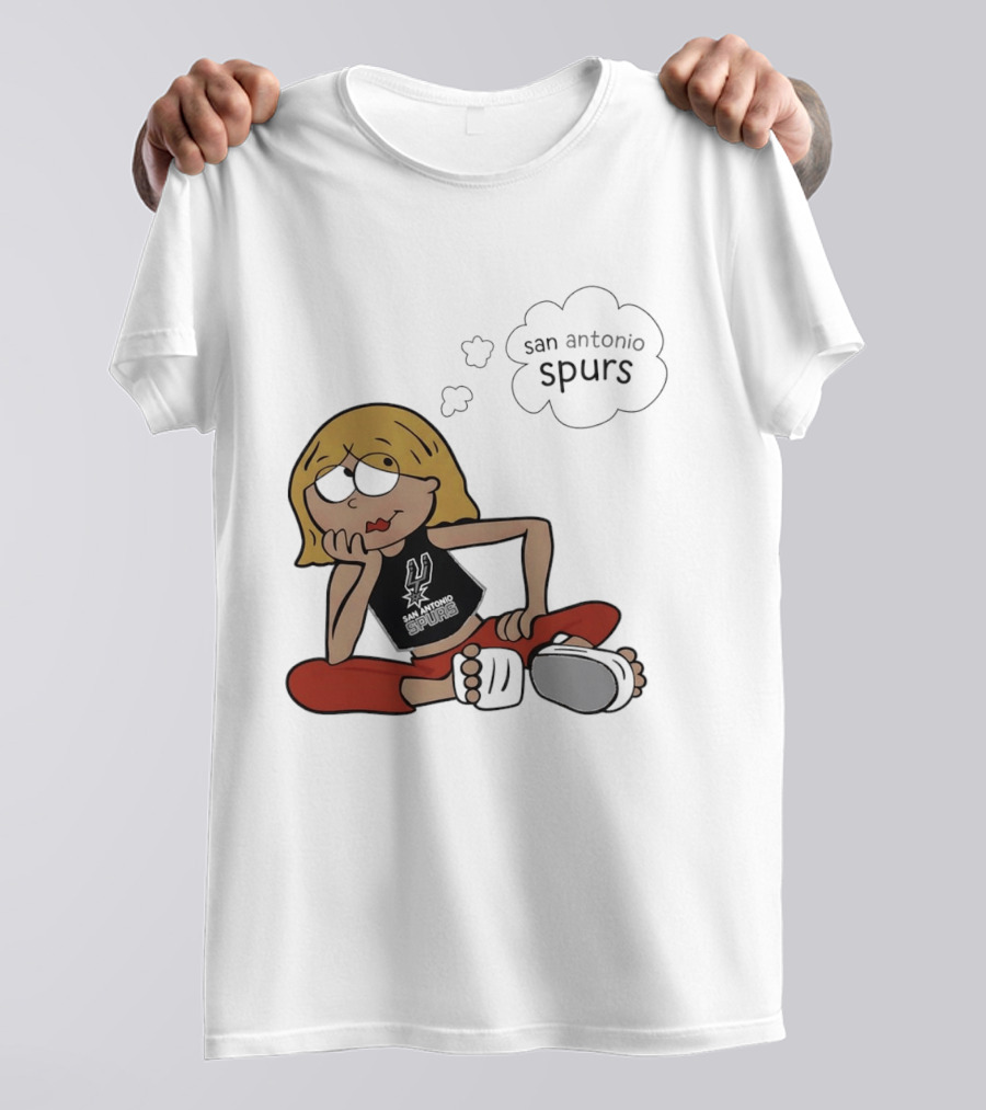 San Antonio Spurs Cartoon Blonde Girl Thought Bubble Daydreaming T-Shirt