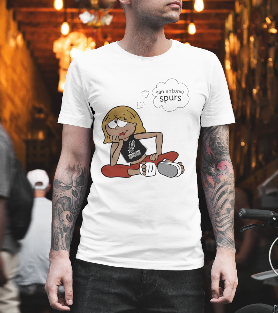 San Antonio Spurs Cartoon Blonde Girl Thought Bubble Daydreaming T-Shirt