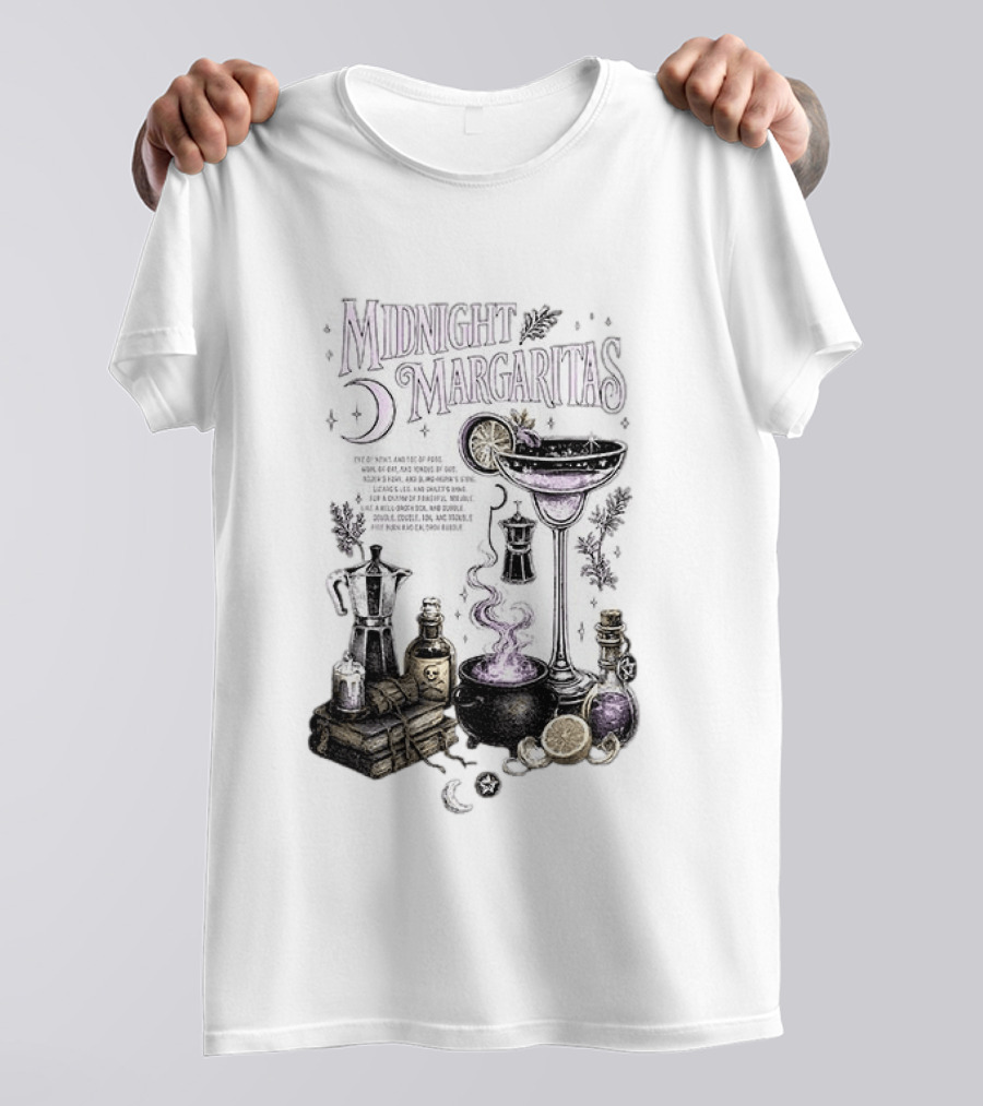 Midnight Margaritas Witchy Cocktail Cauldron Eye Of Newt Toe Of Frog Recipe Potion Essentials T-Shirt
