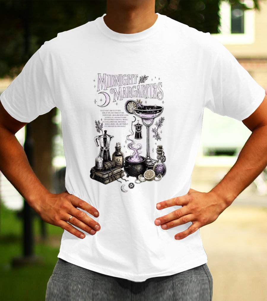 Midnight Margaritas Witchy Cocktail Cauldron Eye Of Newt Toe Of Frog Recipe Potion Essentials T-Shirt