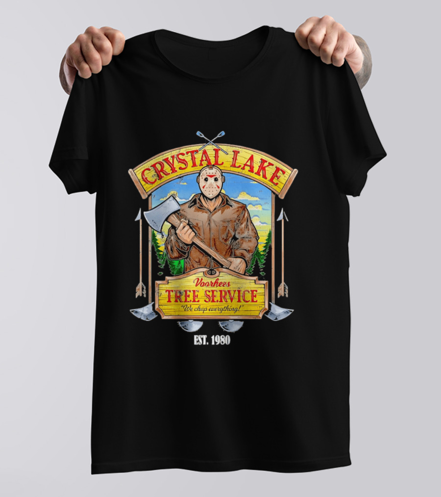 Crystal Lake Voorhees Tree Service We Chop Everything Est 1980 T-Shirt