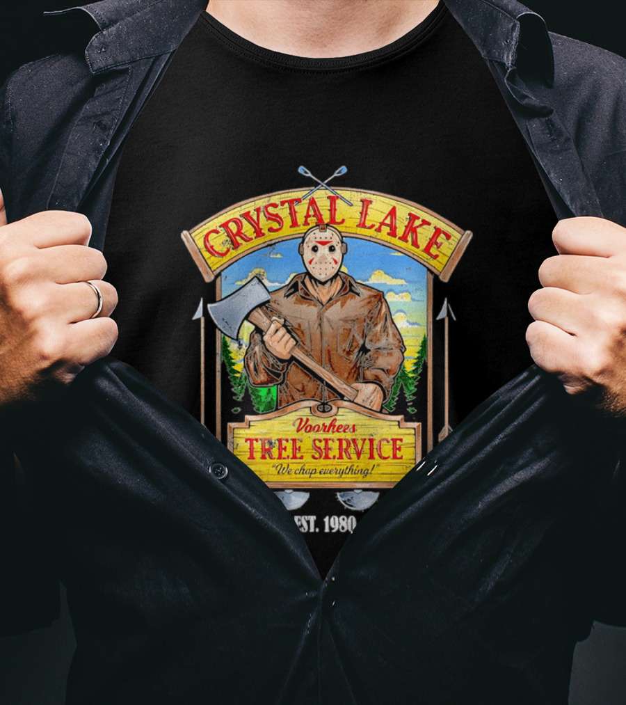 Crystal Lake Voorhees Tree Service We Chop Everything Est 1980 T-Shirt