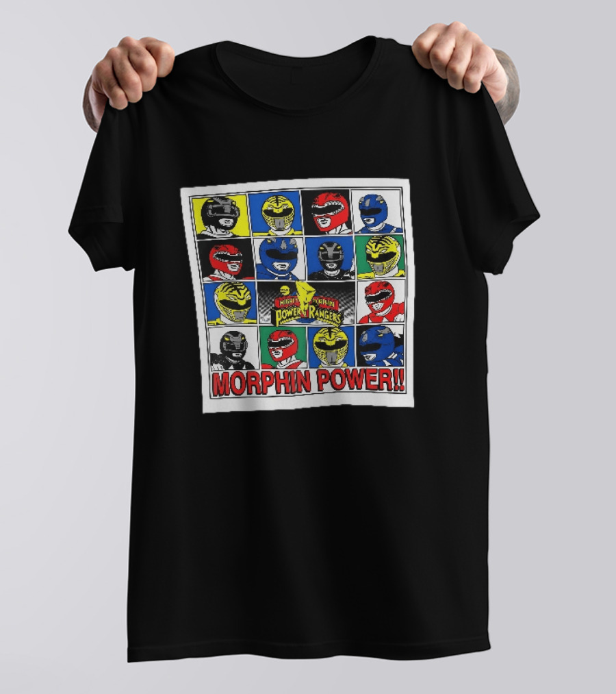 Mighty Morphin Power Rangers Morphin Power Ranger Helmets Visual Grid T-Shirt