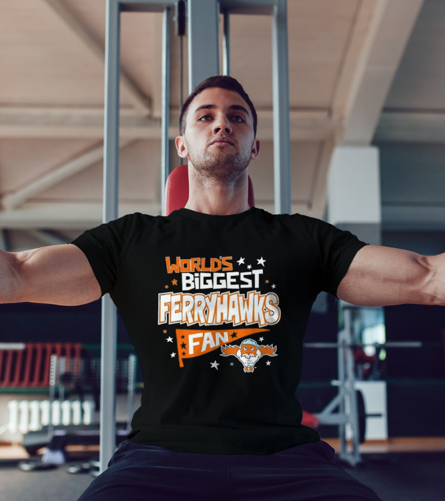 World's Biggest Staten Island Ferryhawks Fan Cartoon Pennant With Stars T-Shirt