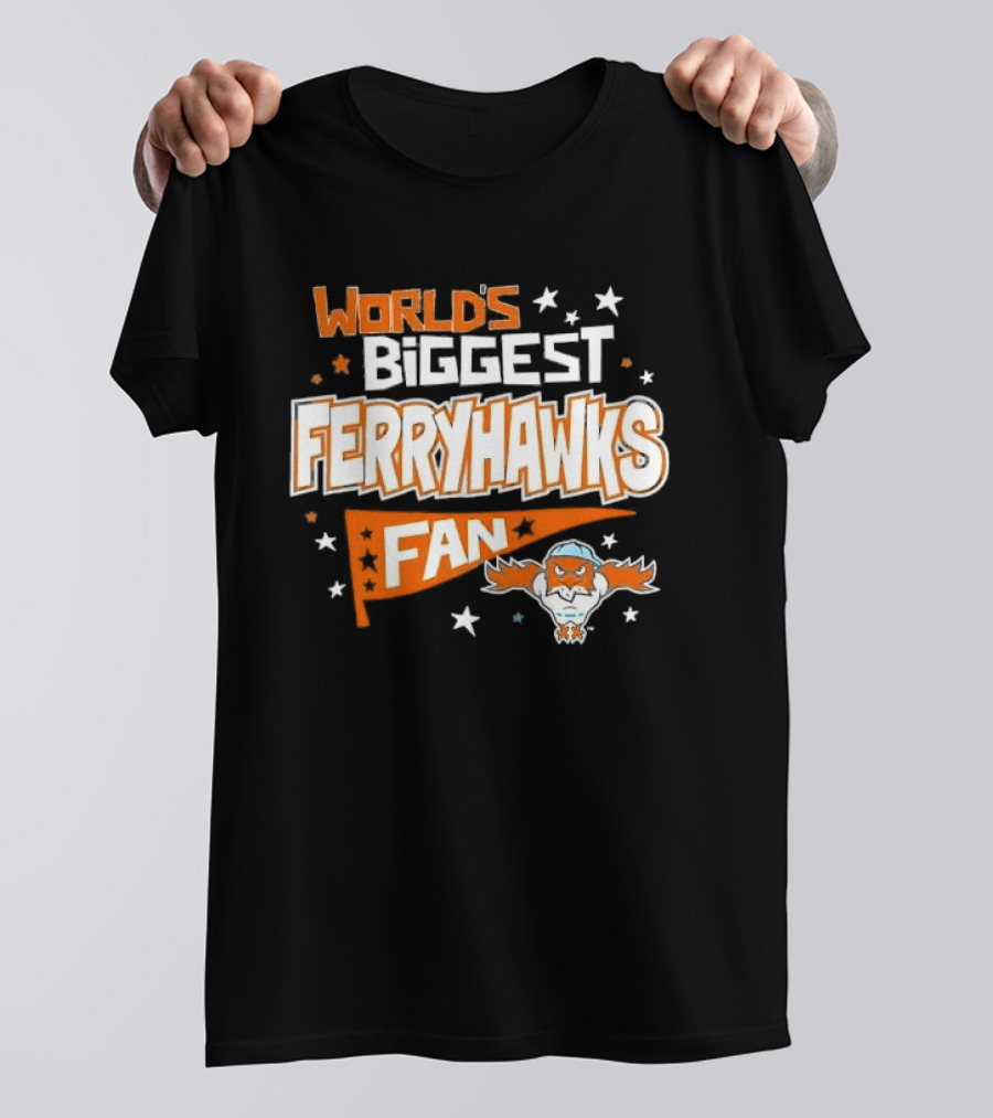 World's Biggest Staten Island Ferryhawks Fan Cartoon Pennant With Stars T-Shirt