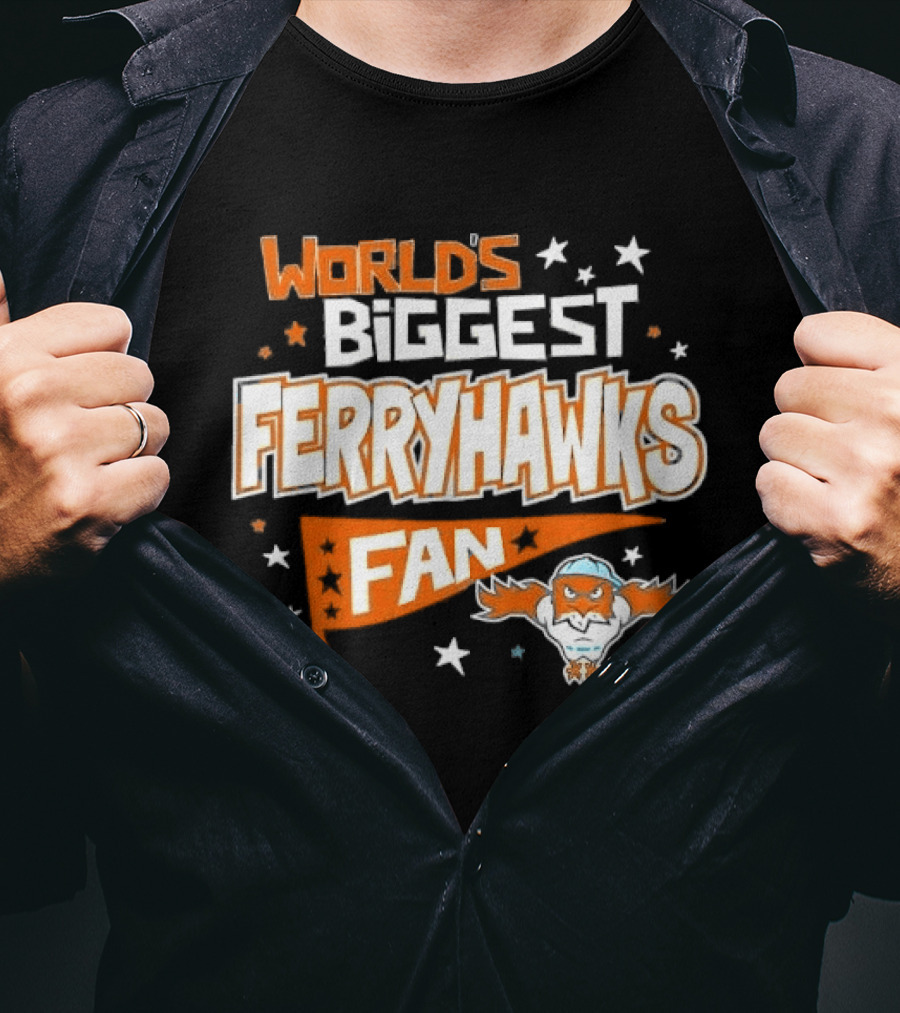 World's Biggest Staten Island Ferryhawks Fan Cartoon Pennant With Stars T-Shirt