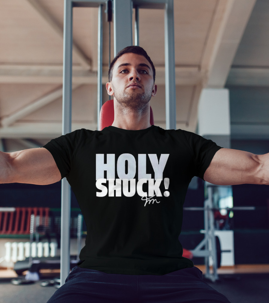 Holy Shuck Overlapping Stacked Cursive Script Signature T-Shirt