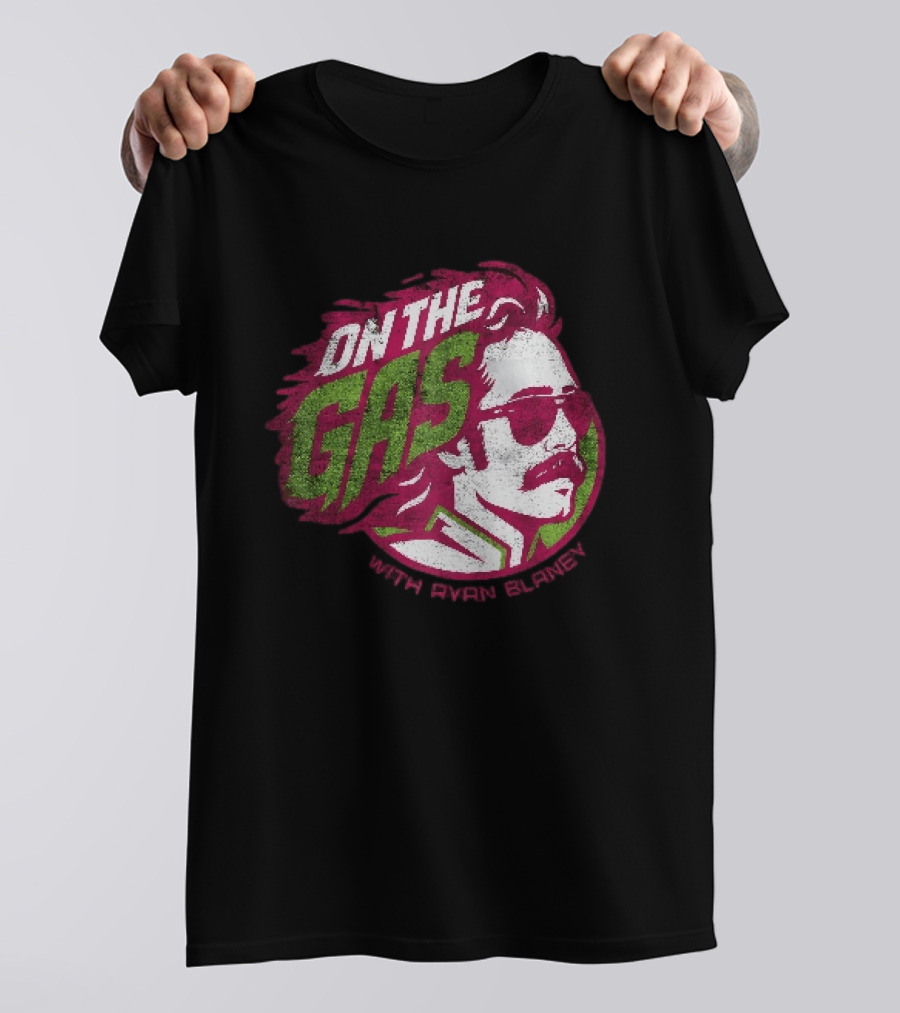On The Gas With Ryan Blaney Racing Style Retro Hair Sunglasses T-Shirt