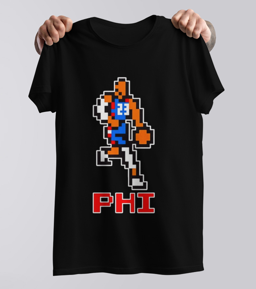 Philadelphia 76ers Phi 8 Bit Pixel Basketball Player 23 Dribbling T-Shirt