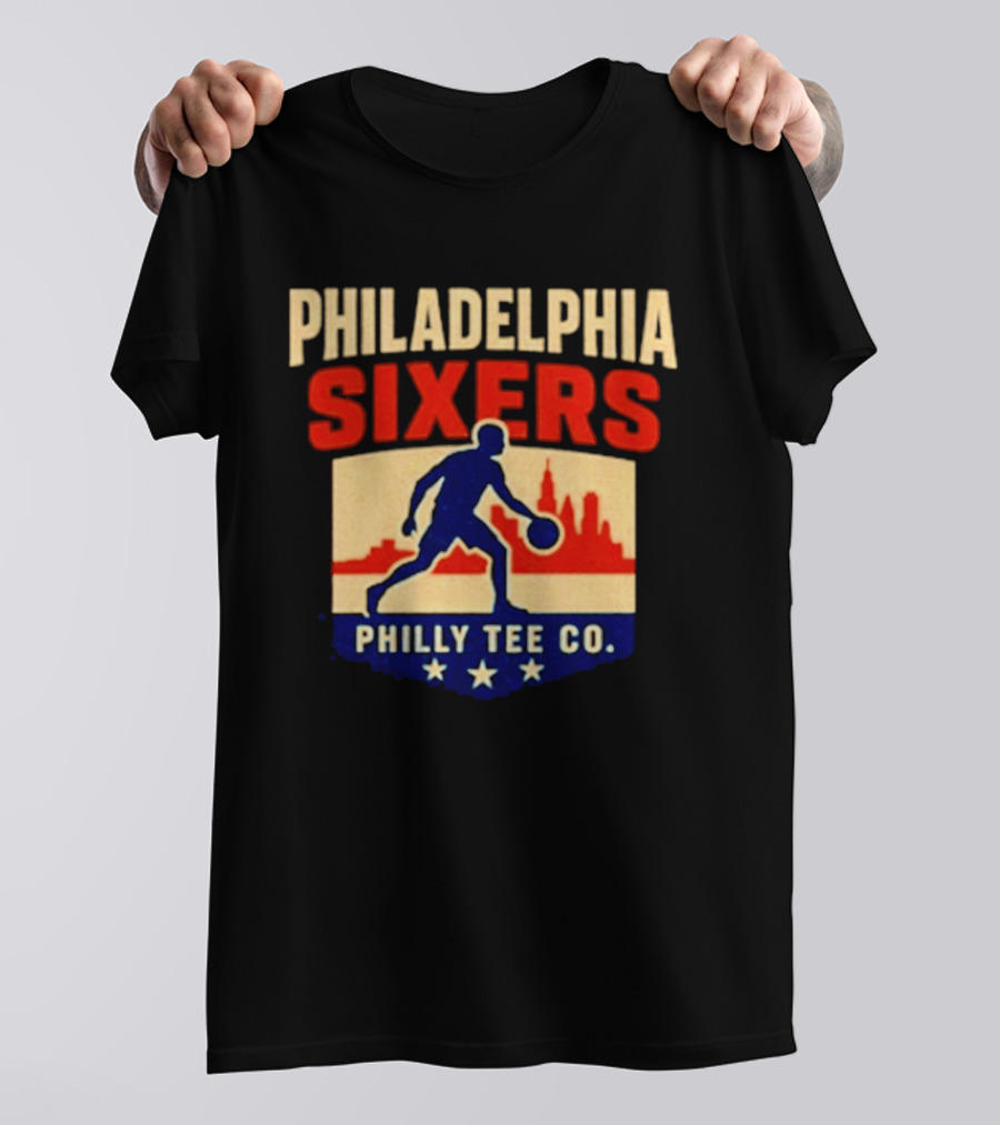 Philadelphia Sixers Dribble Philly Co Retro Skyline T-Shirt
