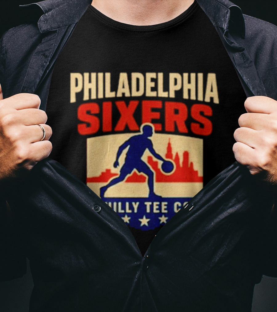 Philadelphia Sixers Dribble Philly Co Retro Skyline T-Shirt