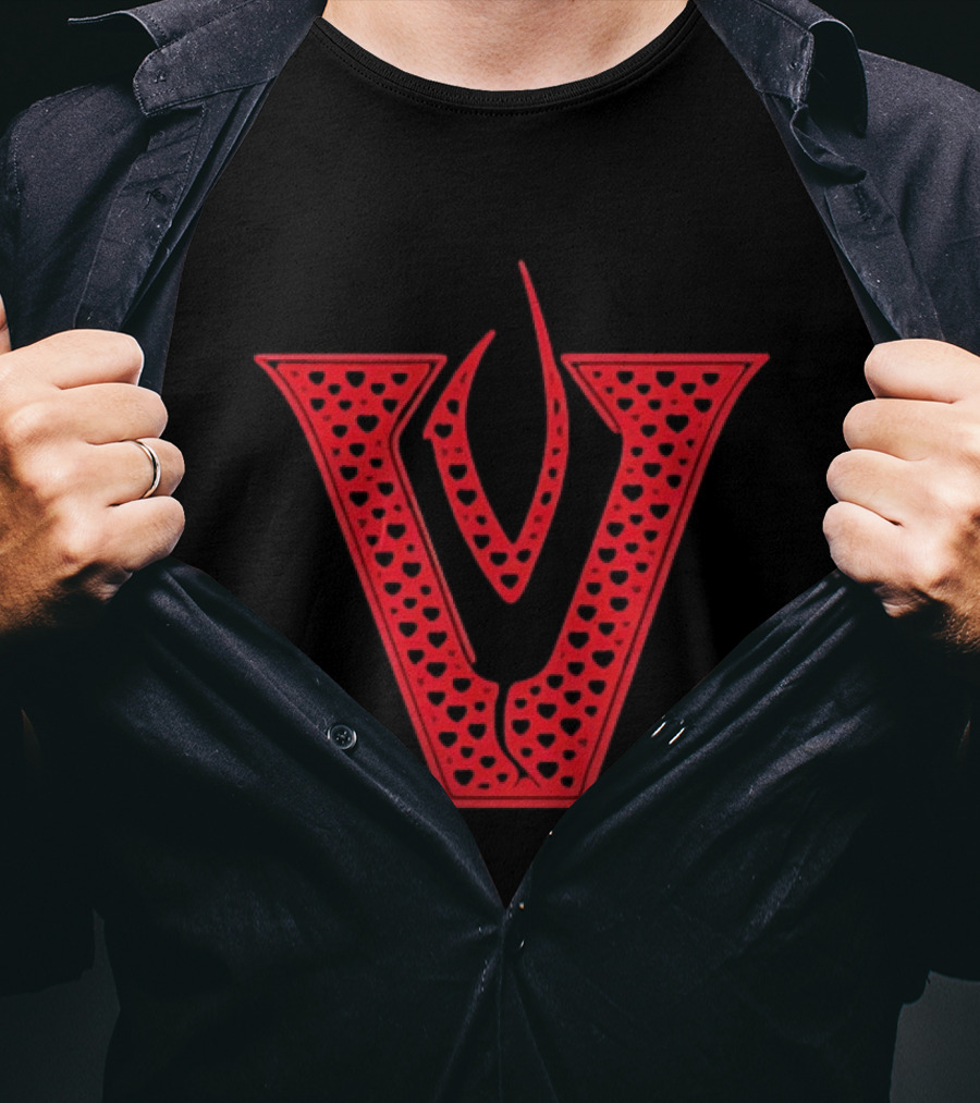 Red V Filled Hearts Flame T-Shirt