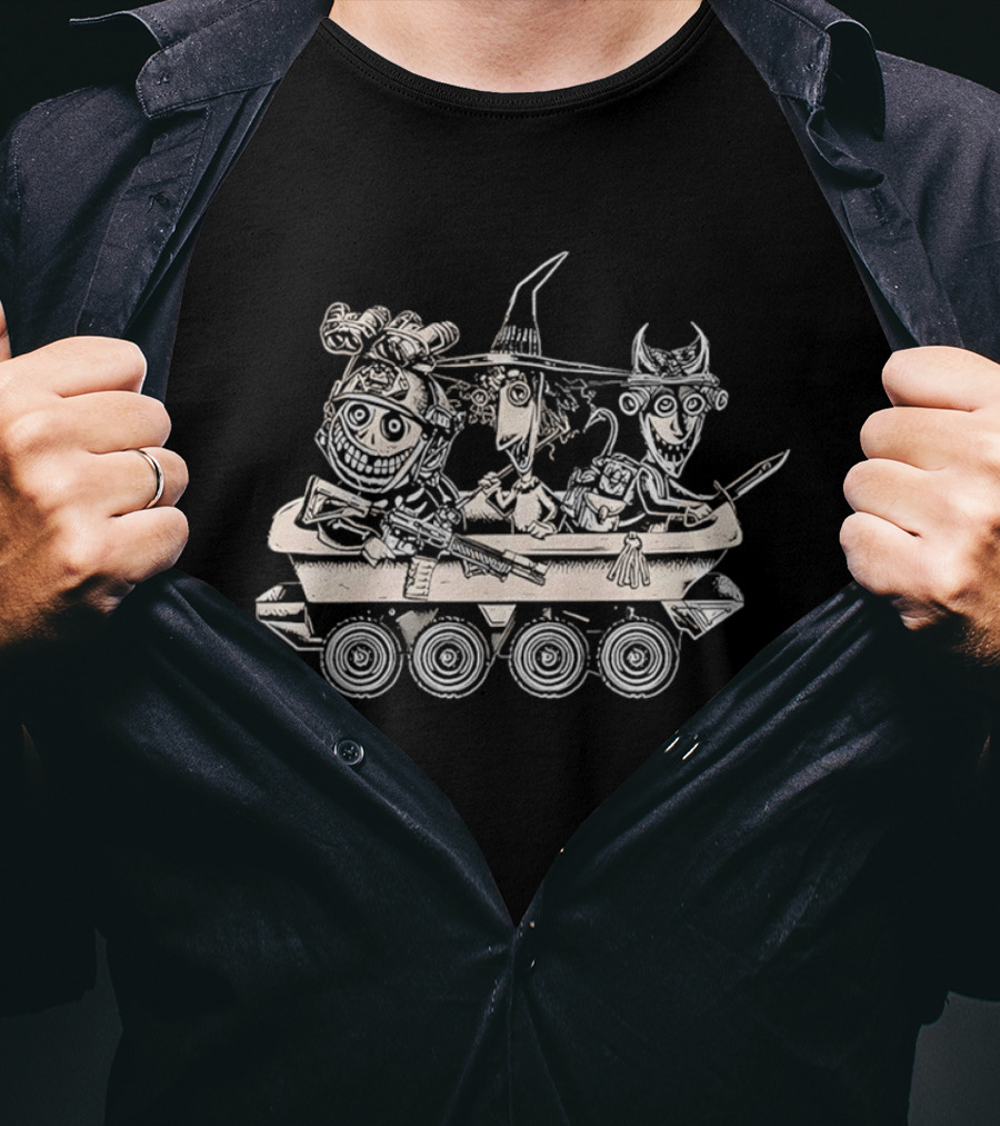 Tactical Nightmare Cartoon Characters Riding Armored Vehicle T-Shirt
