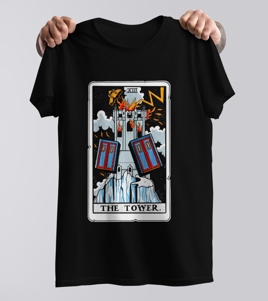 Doctor Who TARDIS Tarot Card Tower XIII T-Shirt