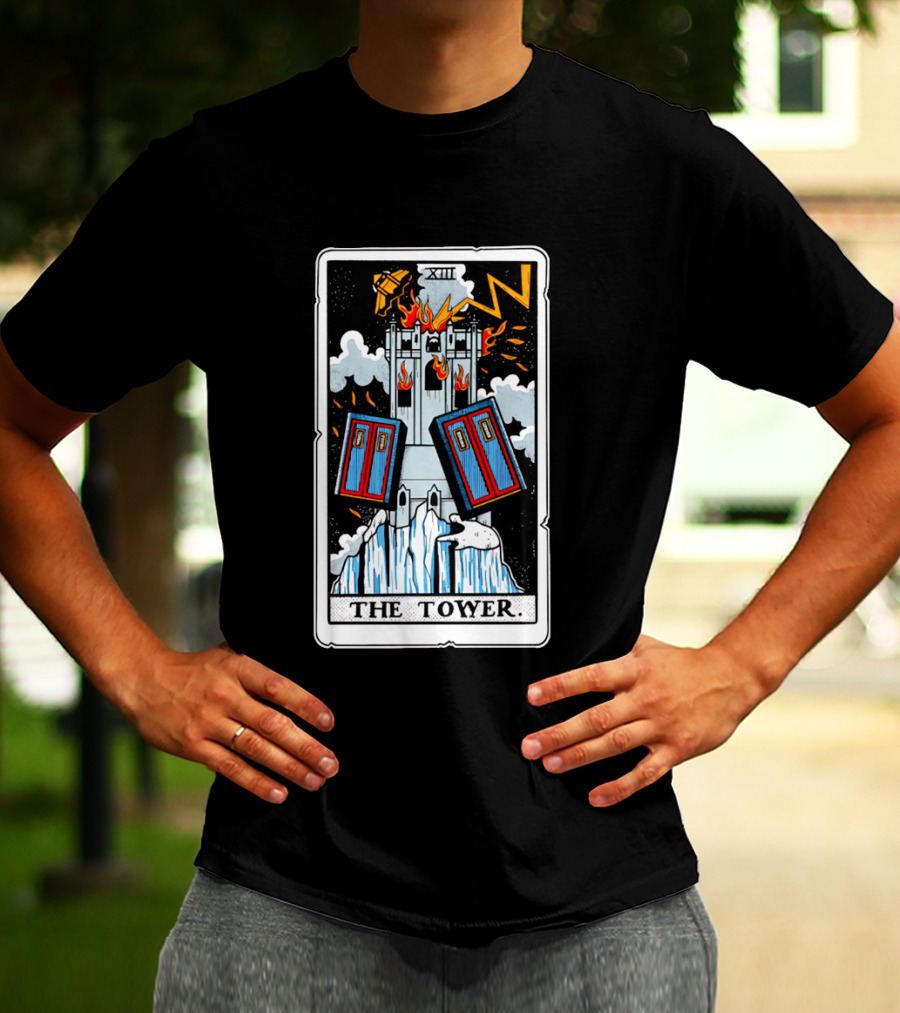 Doctor Who TARDIS Tarot Card Tower XIII T-Shirt