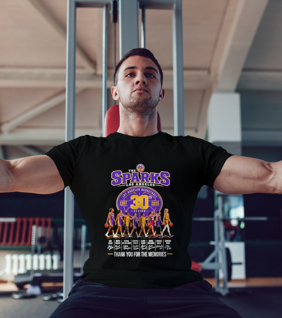 Los Angeles Sparks 30th Season 1997 2026 Basketball Thank You For The Memories Signatures T-Shirt