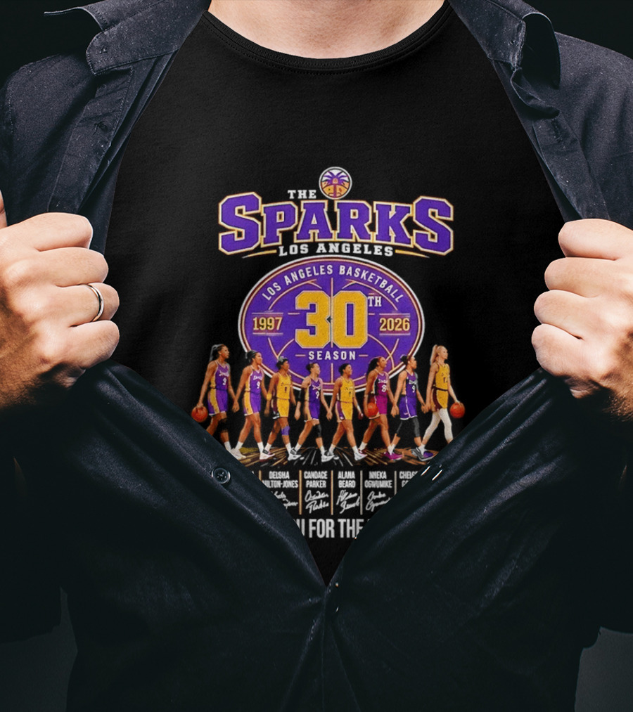 Los Angeles Sparks 30th Season 1997 2026 Basketball Thank You For The Memories Signatures T-Shirt