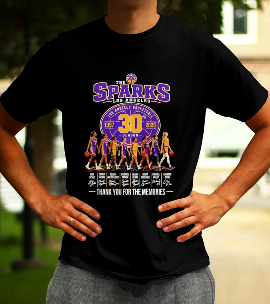 Los Angeles Sparks 30th Season 1997 2026 Basketball Thank You For The Memories Signatures T-Shirt