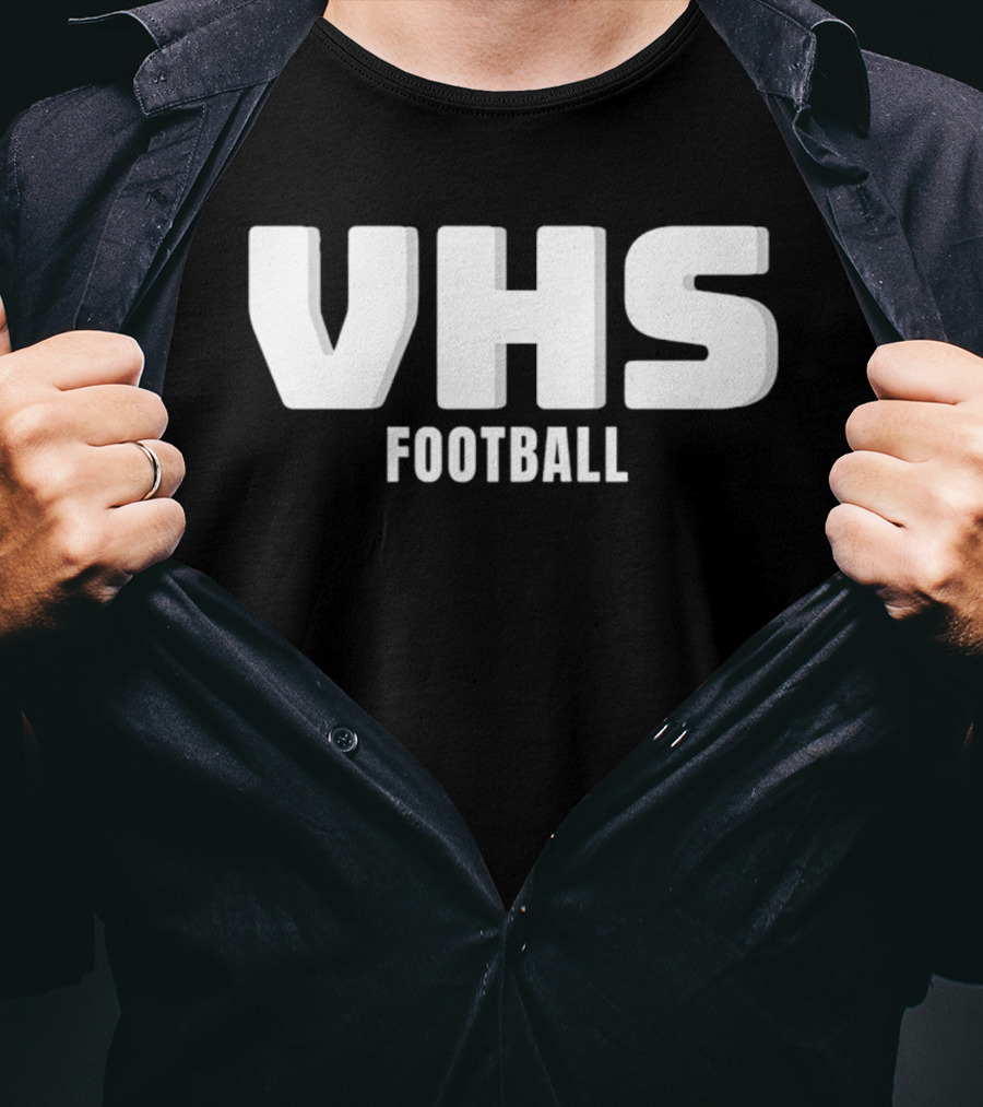 VHS Football Light Grey Textured Block Drop Shadow T-Shirt
