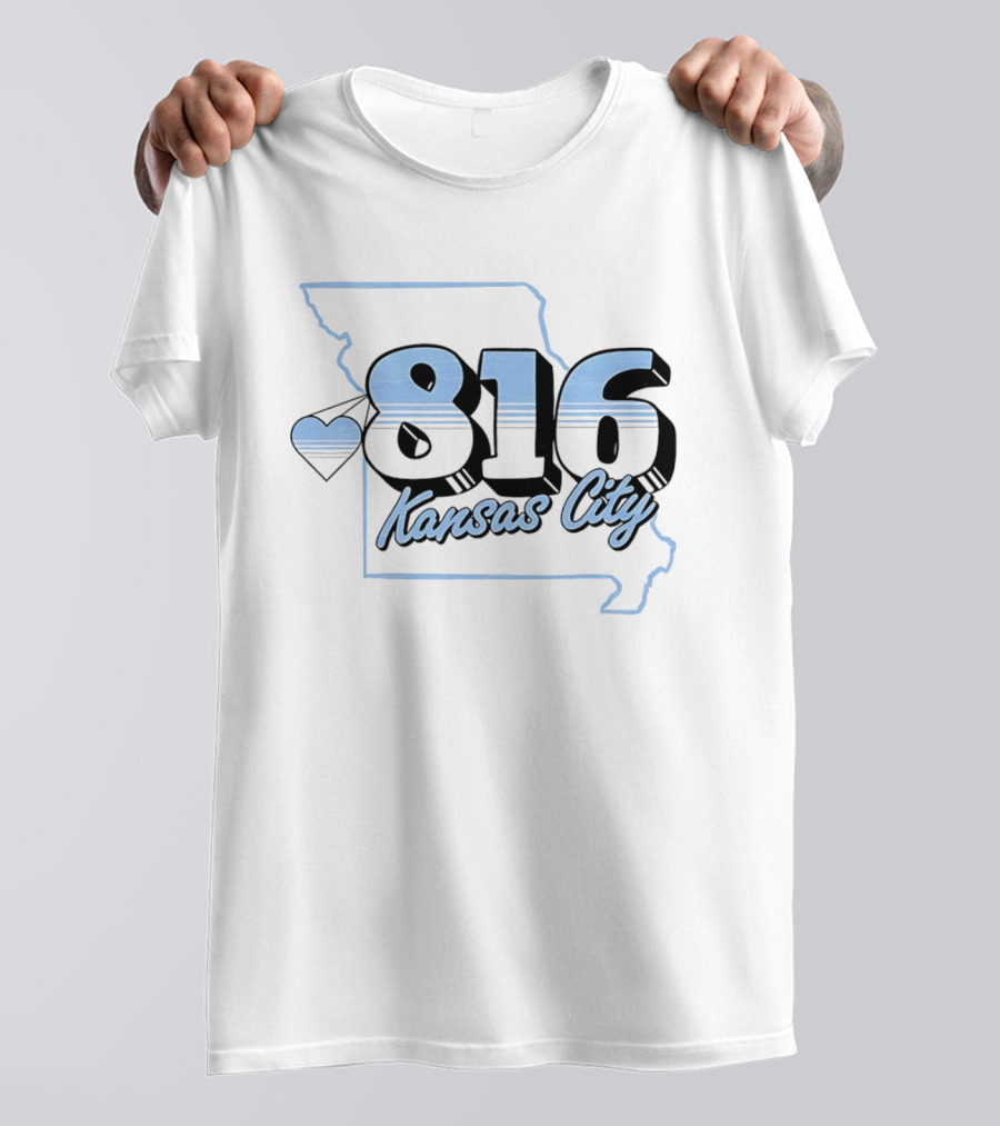 816 Kansas City Heart Map Love T-Shirt