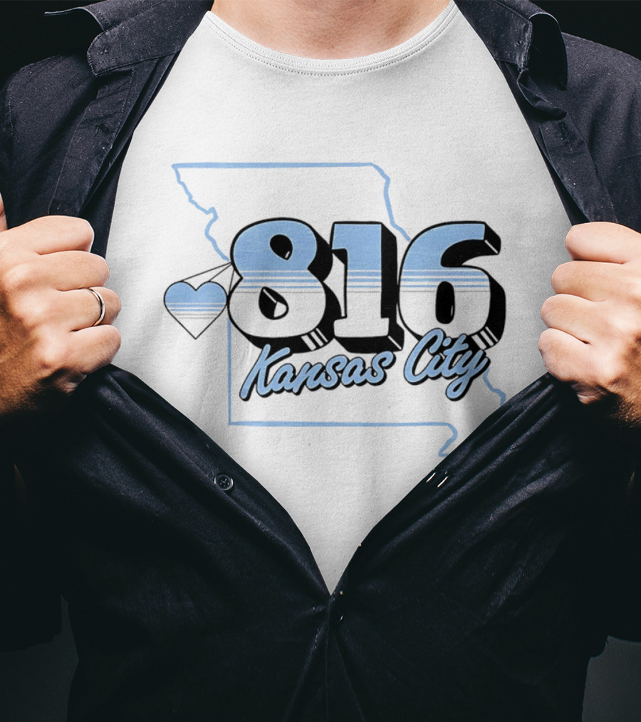 816 Kansas City Heart Map Love T-Shirt