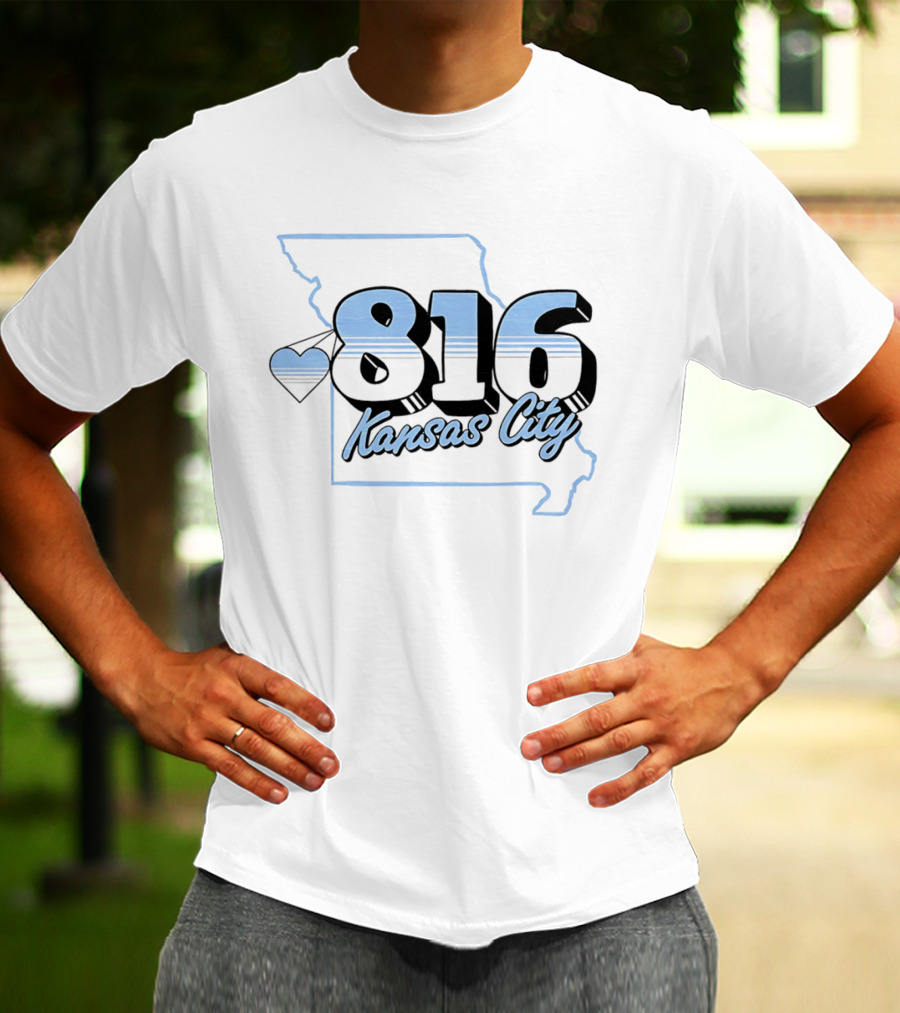 816 Kansas City Heart Map Love T-Shirt