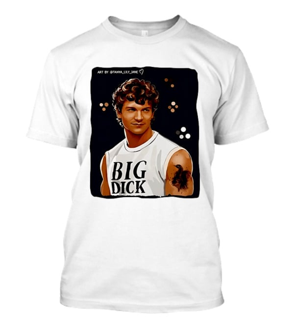 Tanya Lily Jane Big Dick Art Featuring Curly Haired Man T-Shirt