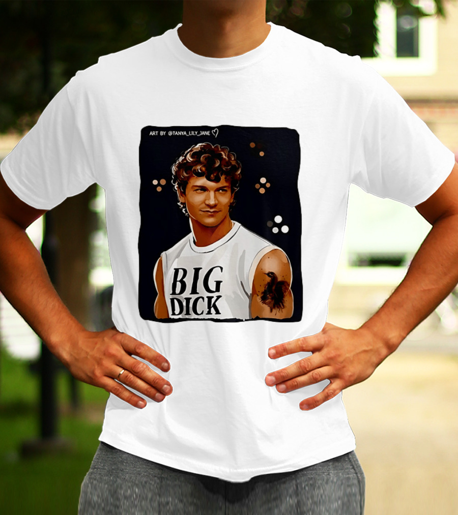 Tanya Lily Jane Big Dick Art Featuring Curly Haired Man T-Shirt
