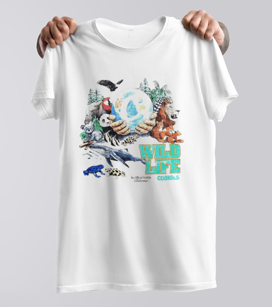 Cookies Wild Life An Official Wildlife Collaboration Hands Holding Globe Earth Animals T-Shirt