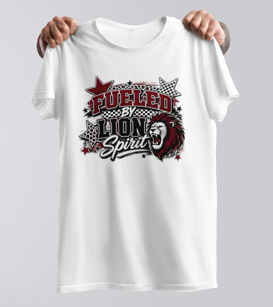 Fueled By Lion Spirit Roaring Head Leopard Patterned Stars Dynamic Energy T-Shirt