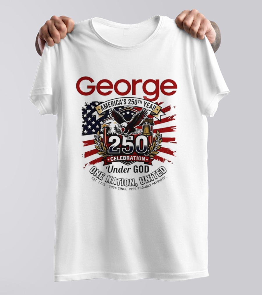 George America's 250th Year 1776 2026 Celebration Eagle Flag Under God One Nation United T-Shirt