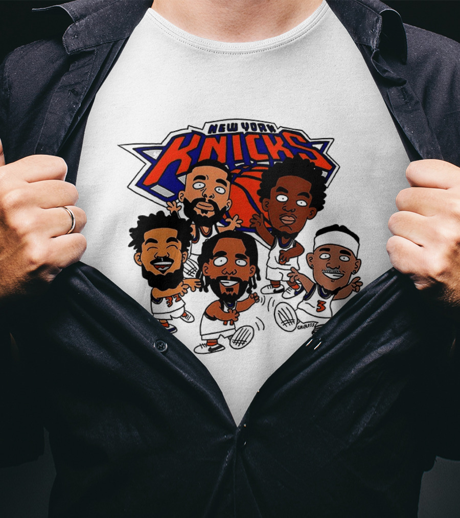 New York Knicks Champs 2026 NBA Players Cartoon Characters T-Shirt