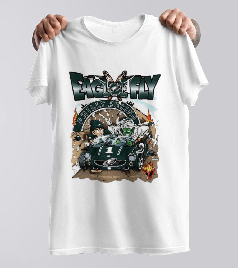 Eagle Fly Philly Racing Philadelphia Eagles Anime Characters Driving Race Car T-Shirt