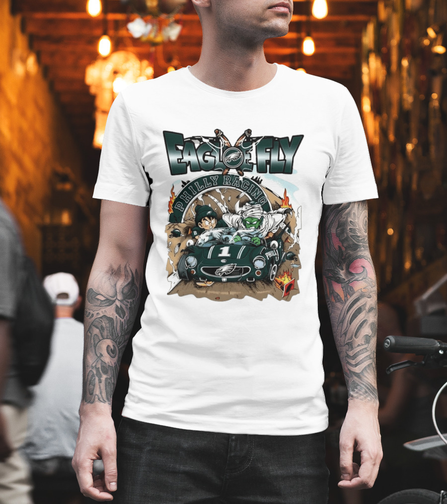 Eagle Fly Philly Racing Philadelphia Eagles Anime Characters Driving Race Car T-Shirt