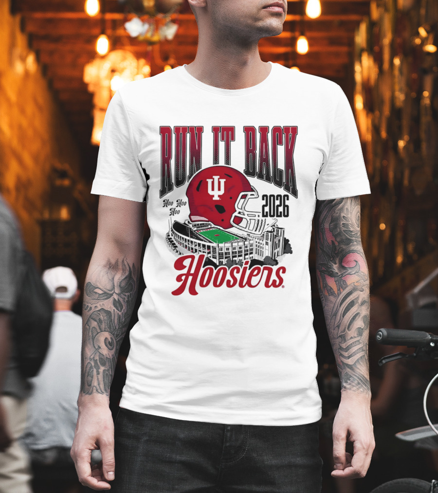 Run It Back Hoo Hoo Hoo 2026 Hoosiers Indiana University Football Stadium Helmet T-Shirt