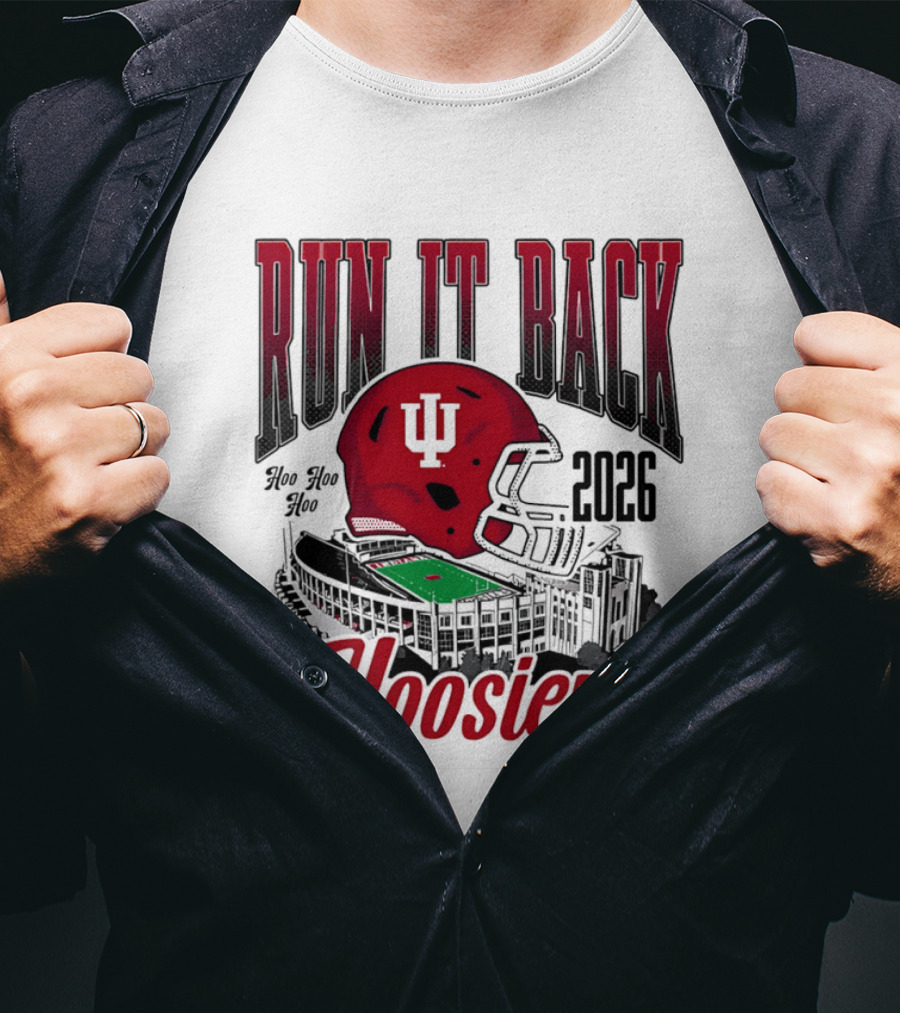 Run It Back Hoo Hoo Hoo 2026 Hoosiers Indiana University Football Stadium Helmet T-Shirt