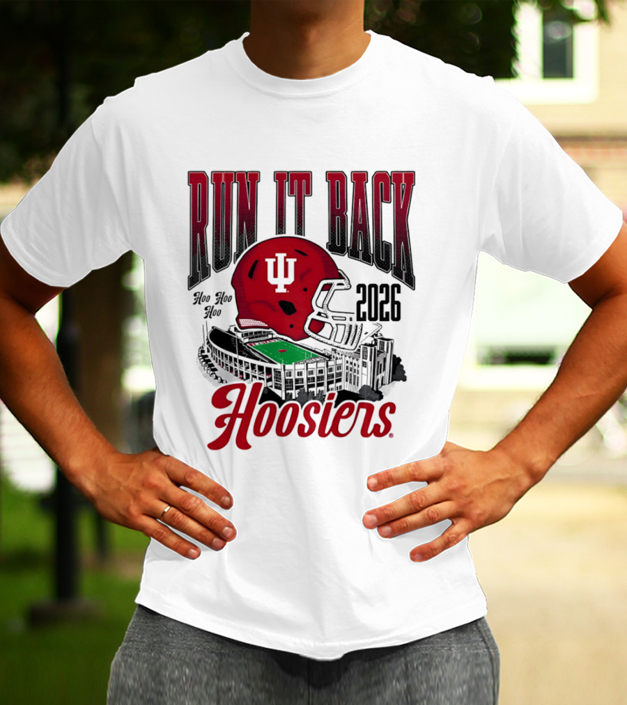 Run It Back Hoo Hoo Hoo 2026 Hoosiers Indiana University Football Stadium Helmet T-Shirt