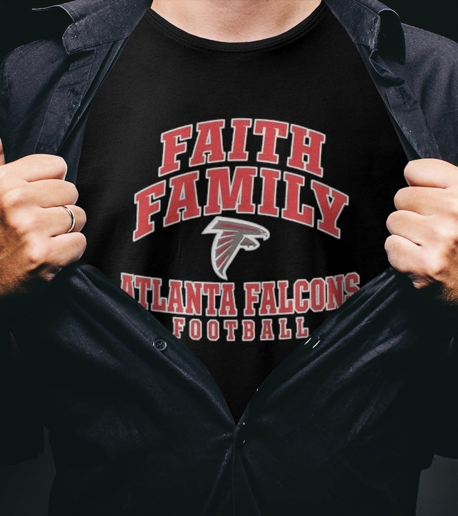 Atlanta Falcons Faith Family Football Bird Distressed College Font T-Shirt