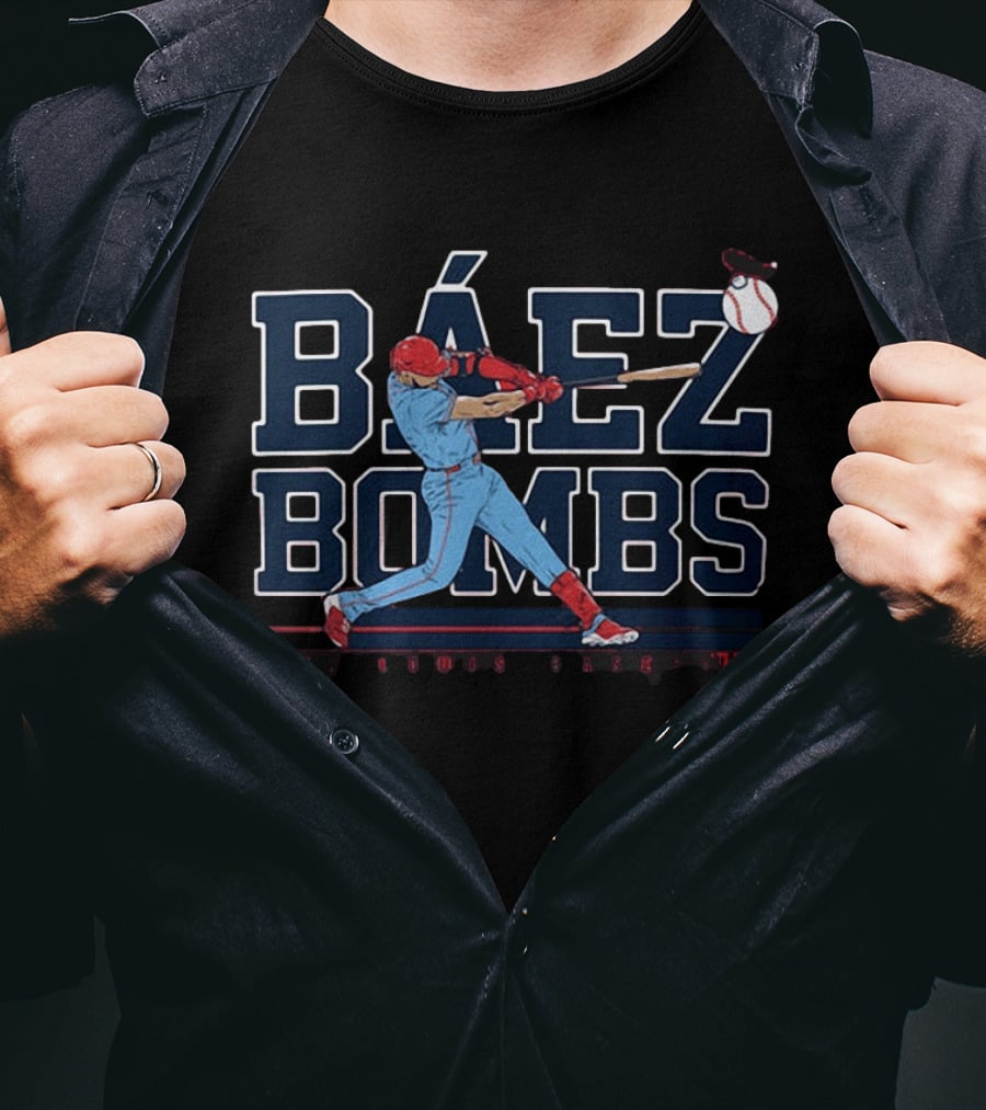 Báez Bombs St. Louis Baseball Player Swinging Bat With Flying Ball T-Shirt