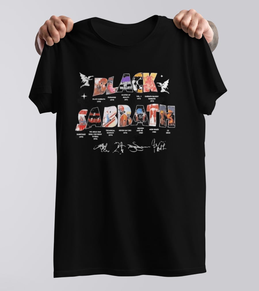 Black Sabbath Albums 1970 2013 Signatures And Discography T-Shirt