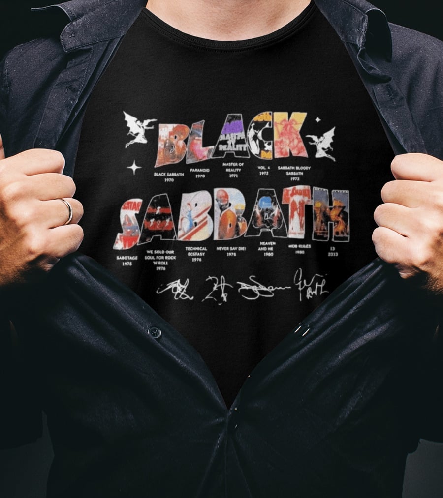 Black Sabbath Albums 1970 2013 Signatures And Discography T-Shirt
