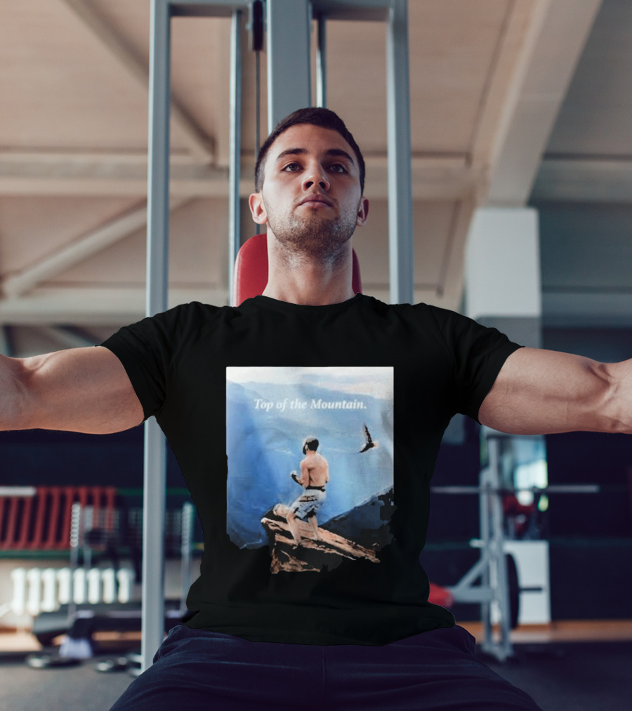 Islam Makhachev Top Of The Mountain Scenic Martial Arts Triumph T-Shirt