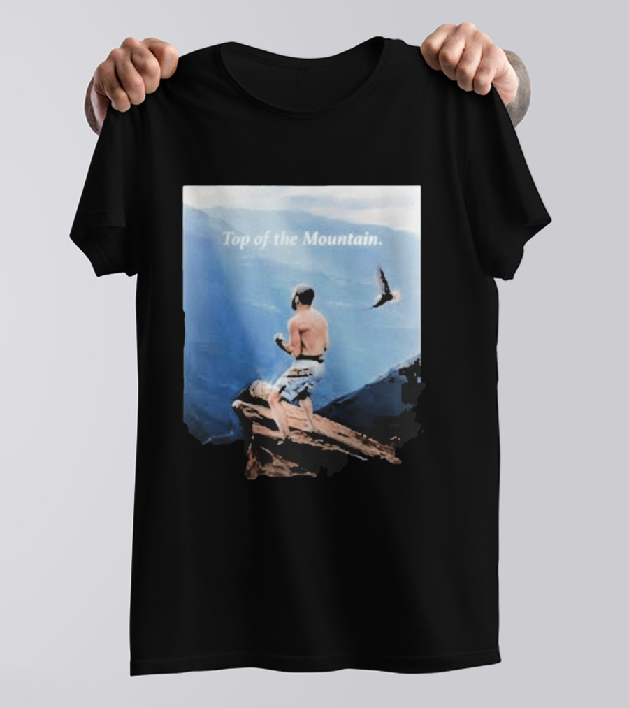 Islam Makhachev Top Of The Mountain Scenic Martial Arts Triumph T-Shirt